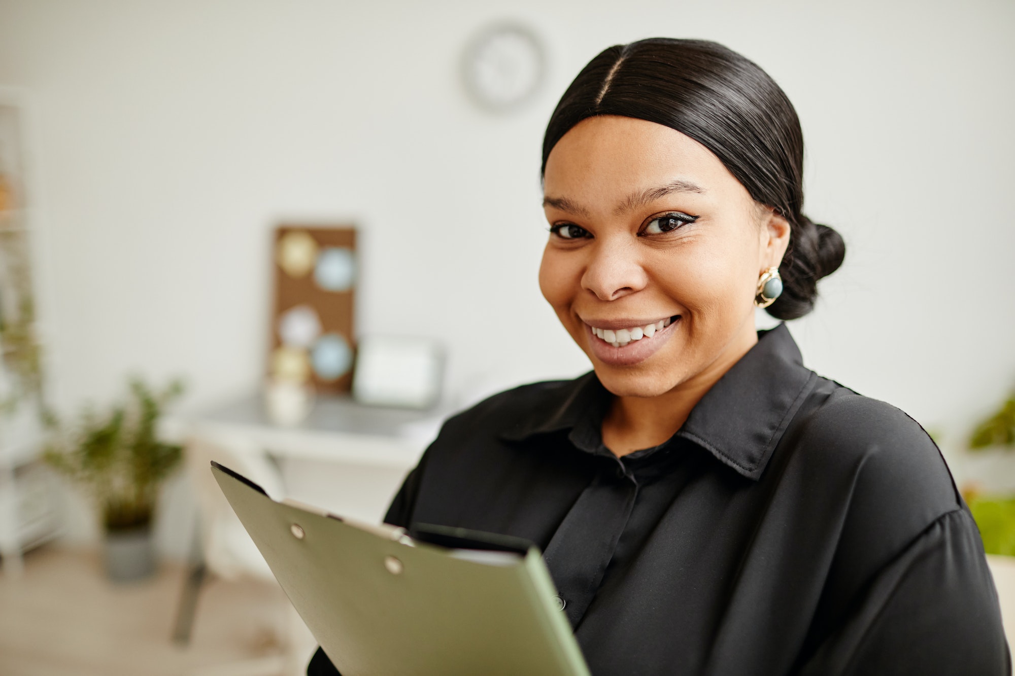 Smiling Black Businesswoman Candid